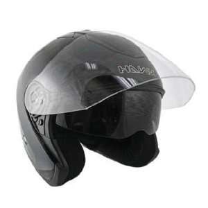  Hawk Black Dual Visor Open Face Motorcycle Helmet Sz XL 