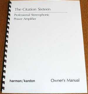 Harman Kardon Citation 16 Owners Manual  AudioArchives  