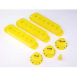   Replacement Knobs and Pickup Covers Set for Stratocaster Metric Yellow