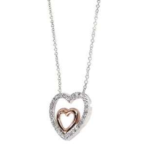   White Cubic Zirconia Double Hearts Necklace Hypoallergenic Jewelry