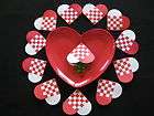   of 12 Scandinavian Hand woven Heart Table Favor Baskets   Red & White