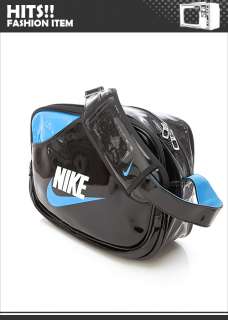 BN Nike Team Training PU Male Shoulder Messenger Bag Shiny Black/Blue 