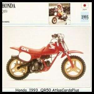 Motorcycle Info Card 1993 Honda QR50 mini dirt bike  