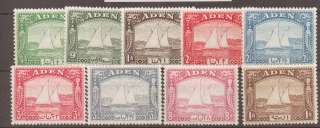 ADEN SG1/9 1937 DHOWS SET TO 1r MTD MINT  