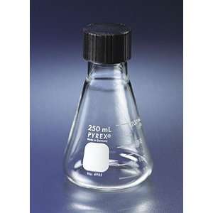  PYREX 250mL Narrow Mouth Erlenmeyer Flask with Phenolic 