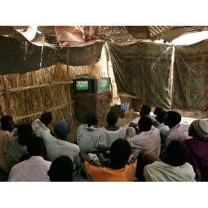 Sudanese Refugees Watch a World Cup Soccer Mach at the Zamzam Refugee 