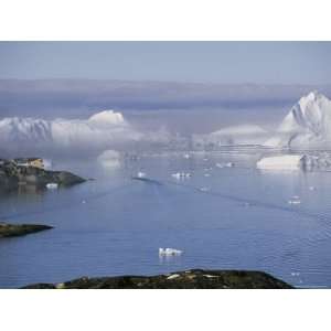  Icebergs from the Ilulissat Glacier Float by a Fishing 