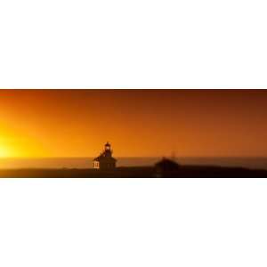 Silhouette of a Lighthouse at Sunset, Point Cabrillo Light, Fort Bragg 