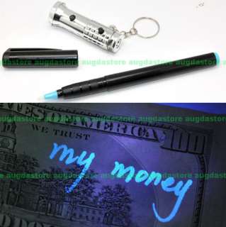 UV reactive Security Invisible Ink Marker Spy Pen and LED Flashlight 