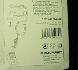 New Blaupunkt Aux Cable+Mini ISO for iPOD Dock/Charge  