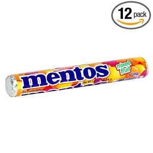 Mentos Fruit Candy, 1.32 Ounce Rolls (Pack of 12)  Grocery 