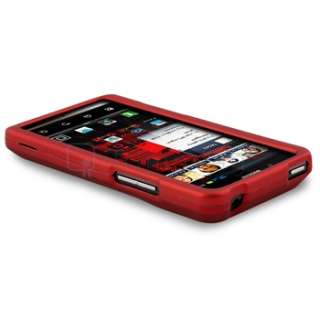 Clear+Red+Blue+Pink Hard Case+Privacy Guard For Motorola Droid Bionic 