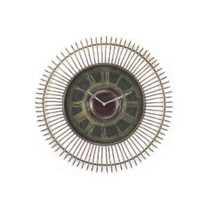  Round Wall Clock with Fence Design Frame in Deep Red 