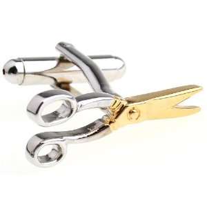    Silver and Gold Scissors Hairstylist Cufflinks Cuff Links Jewelry