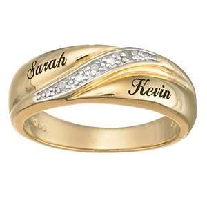   18K Gold over Sterling Mens Diamond Accent Name Wedding Band Jewelry