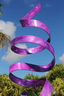 Modern Abstract Metal In/ Outdoor Patio Art Sculpture Purple Twist By 