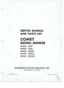   SNAPPER SERVICE MANUAL & PARTS LIST COMET RIDING MOWER LAWN TRACTOR