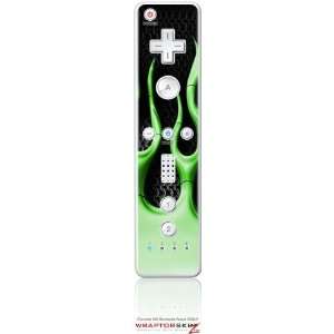  Wii Remote Controller Skin   Metal Flames Green by 