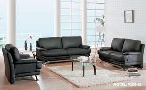 9250 Sofa & Loveseat Black Bonded Leather  