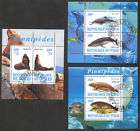 DOLPHIN,WHALE,S​EA LION on 3 x SHEETS STAMPS,#H139