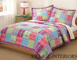 BOARDWALK BEACH COTTAGE KELSIE MADRAS PLAID KING QUILT SET  