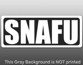 BW SNAFU Bumper Sticker   decal situation normal all up  