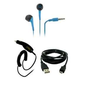   Headphones (Blue) + Car Charger + USB 2.0 Data Cable [EMPIRE Packaging