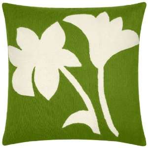  Judy Ross Textiles Duet 18 X 18 Lime/Cream Pillow