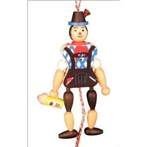 Wooden Bavarian boy jumping jack ornament