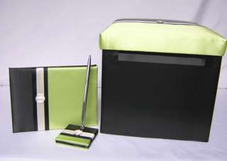 Black Green Wedding Card Box Guest Book Pen Your Colors  