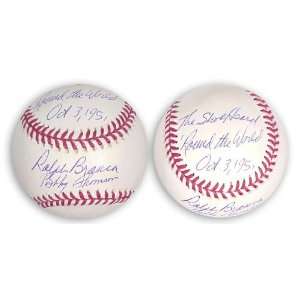  Ralph Branca & Bobby Thomson Signed MLB Baseball w/Insc 