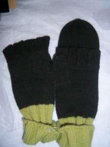 New Ladies 2 tone green Convertible Mittens  