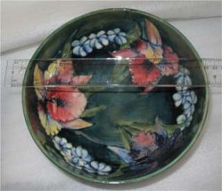 SUPERB MOORCROFT BOWL LARGE IN ORCHID PATTERN 1950S, LARGE 8 1/4 