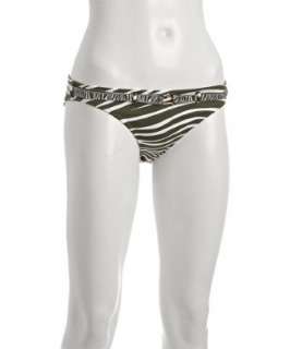 BCBGMAXAZRIA fatigue green zebra stripe bikini bottoms   up to 