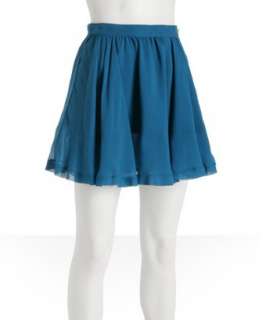 YaYa Aflalo blue bell silk pleated mini skirt  