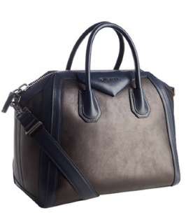 style #317975901 black and navy colorblock leather Antigona satchel
