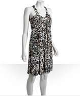 Calvin Klein brown black and white abstract print stretch jersey dress 