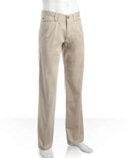 Corneliani khaki cotton herringbone straight leg pants   up to 