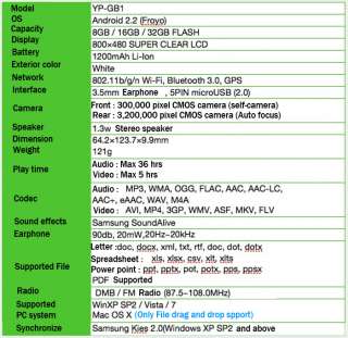 New SAMSUNG Galaxy Player WiFi PMP  YEEP YP GB1 32G  