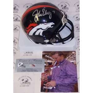  John Elway Autographed/Hand Signed Denver Broncos Mini 