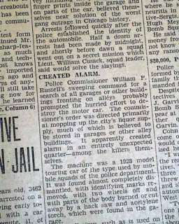   DAY MASSACRE Al Scarface Capone Murders in 1929 Newspaper  
