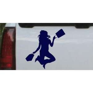 Happy Jumping Girl Shopping Silhouettes Car Window Wall Laptop Decal 