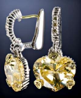 Judith Ripka diamond and canary crystal heart earrings   up to 