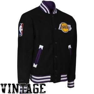   Ness Los Angeles Lakers Black Wool Varsity Vintage Full Button Jacket
