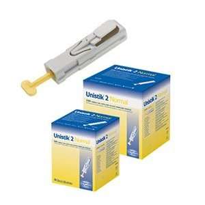   Unistik 2 Single Use Lancet Device/Lancets, Yel, 2.4mm   Box of 50