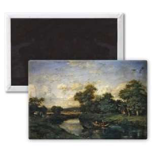 Landscape at the edge of a river (oil on   3x2 inch Fridge Magnet 