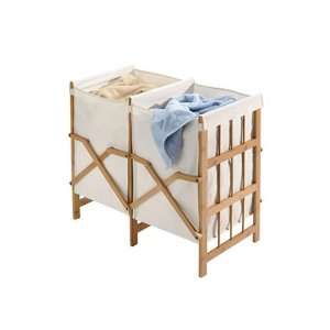   And Cotton Folding Laundry Hamper   Double Compartment