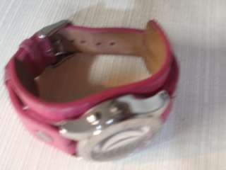 PINK Leather FOSSIL Watch Black Face Pink Flames Animated Motion 