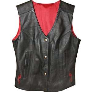  Scarlet Womens Leather Harley Touring Motorcycle Vest   Black / Large