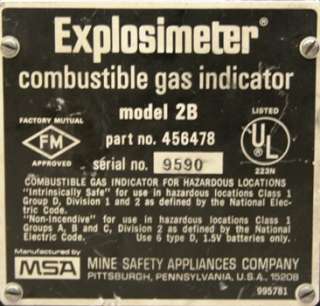 MSA 2B Explosimeter Combustible Gas Indicator  